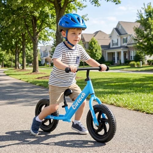 Birtech Balance Bike for 2-5 Year Old, 12 Inch Toddler Bike No Pedal Training Bicycle with Adjustable Seat Height, Airless Tire (Light Blue) - Thumbnail 2