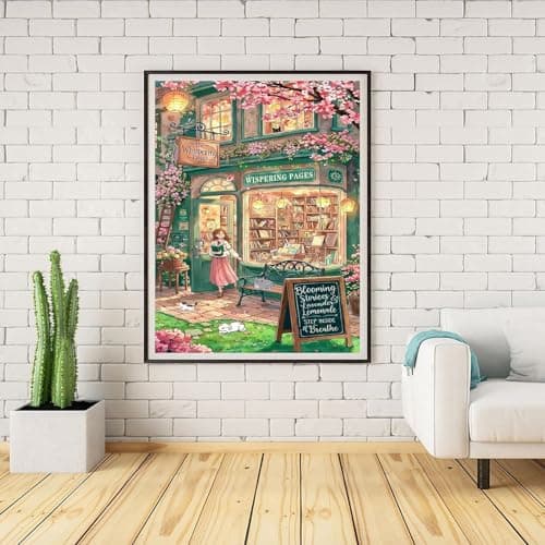 Lophomie Diamond Art Kits for Adults, 5D DIY Book Diamond Painting for Adults Beginners, Diamond Dots Kits Gem Arts Crafts for Home Wall Decor 12x16 Inch(Bookshop) - Thumbnail 2