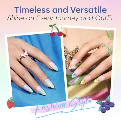 modelones Pastel Gel Nail Polish Set, Hema Free Macaron Gel Polish Set Light Pink Pastel Yellow Purple Baby Blue Green 6 Colors 2026 Spring Easter Summer Nails with Fruit Theme Stickers LED Mani Gift - Thumbnail 3