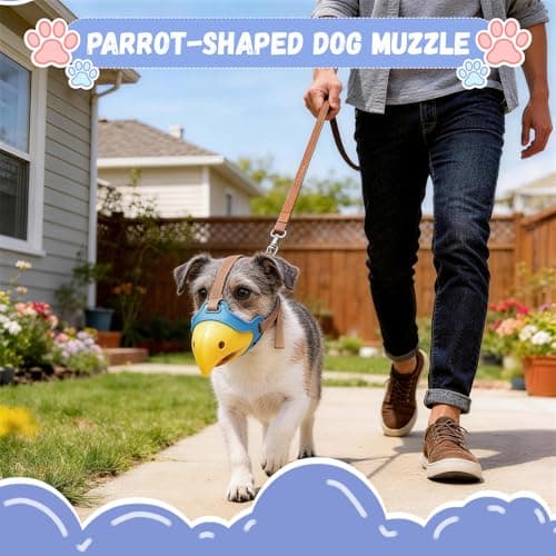 TEEMOO Dog Muzzle, Soft Muzzles for Dogs, Parrot-Shaped, Breathable Dog Mouth Guard for Biting Chewing Grooming, Allow Panting Drinking S - Thumbnail 2