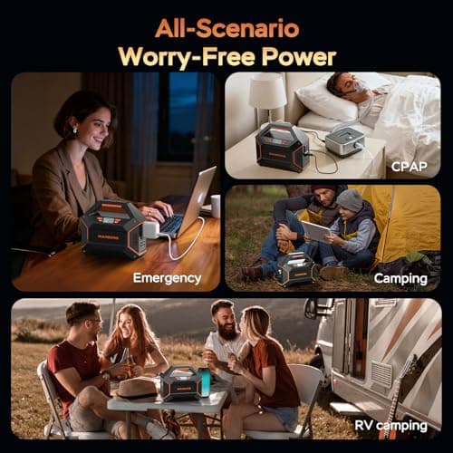 MARBERO Portable Power Station 155Wh Portable Charger 100W Power Station with 6 Outputs 2x 110V AC Outlet LED Flashlight for Home Blackout, Camping, RV Travel, Ultra-Light & Silent Fan UL Certified - Thumbnail 6