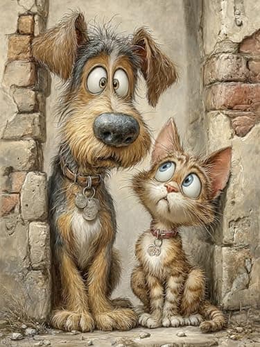 ijbnhd Diamond Art Kits for Adults,5D Dog and Cat Diamond Painting Kits for Adults Beginners, DIY Full Round Drill Animals Gem Arts Craft for Home Wall Decor 12 X 16Inch - Image 1