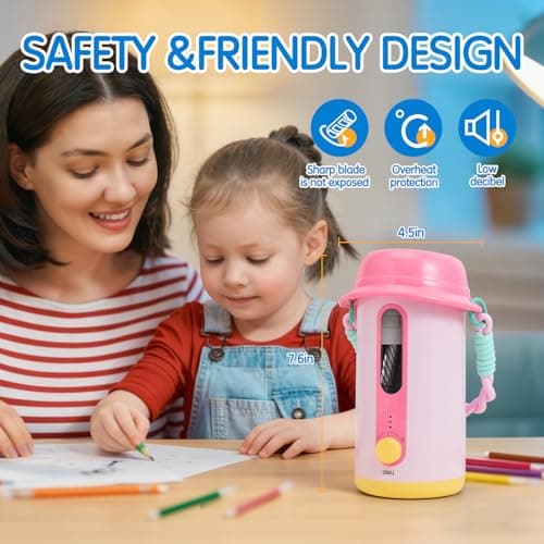 Electric Pencil Sharpener, Low Noise Fully Automatic Pencil Sharpener for Classroom,6.9-10.8mm Colored/Jumbo Pencils, Auto in & Out,Rechargeable Hands-Free Sharpener for Home/Office, Pink - Thumbnail 6