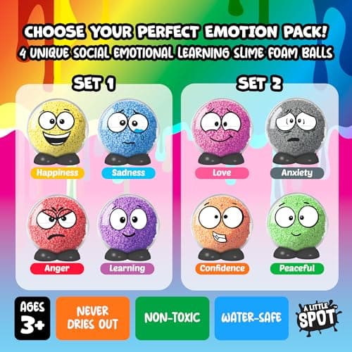 A Little Spot Ever Foam Slime Balls Capsules Pack, 4 Unique Social Emotional Learning Slime Foam Balls for Kids, Sensory Fidget Toys for Toddlers, Ages 3+ - Thumbnail 6