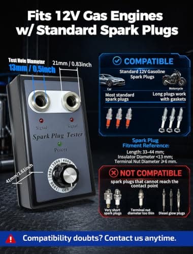 Spark Plug Tester Dual Holes, VEHLIVE 0-6000RPM Spark Tester Tool Simulator - Thumbnail 4