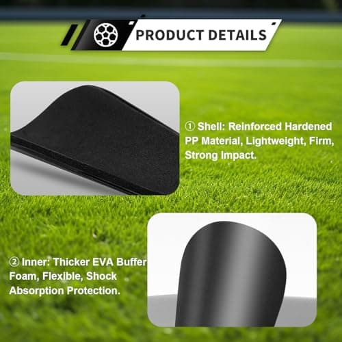 Motspo Mini Soccer Shin Guards for Youth and Adults - Extra Small Protective Equipment shin Guards Soccer Miniature Shin Guard for Men, Women, Kids, Boys, and Girls (3.7x2.4 inches, Black) - Thumbnail 5