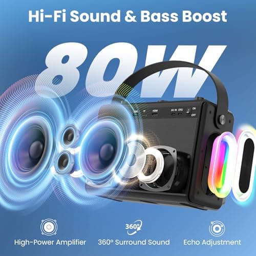 Karaoke Machine for Adults, Built-in 10.1" HD Lyrics Screen, Supports WiFi Bluetooth HDMI USB and TF, Portable Karaoke Player with 2 Wireless Microphones for Home Party Family Gathering - Thumbnail 4