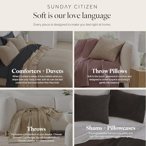 Sunday Citizen Snug Comforter Queen Size – Fluffy Plush Luxury, Reversible Cozy & Cooling Soft Thick Queen Comforter with Recycled Fill, Machine Washable (Mocha) - Thumbnail 6