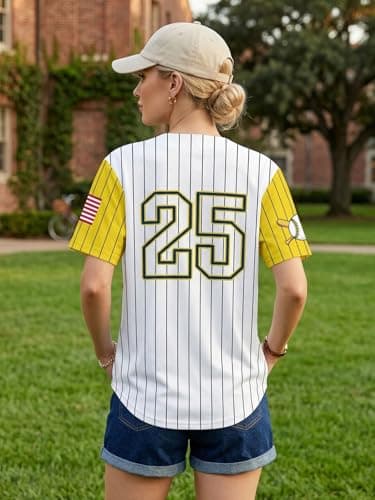 Baseball Shirts for Women Baseball Season Shirt Game Day Player Tshirt Sport Team Button up Short Sleeve Tops - Thumbnail 3