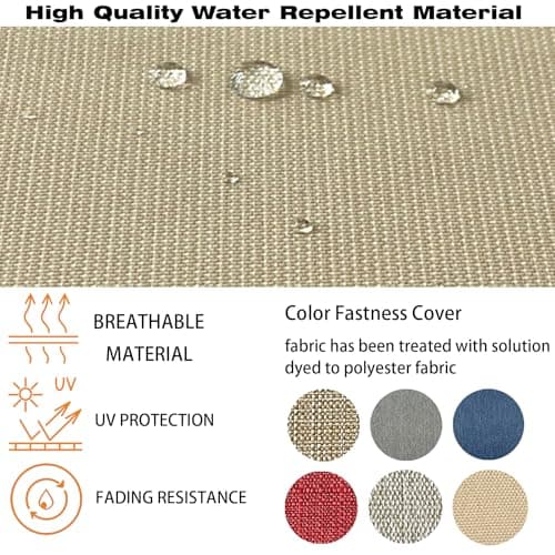 Localive 22x24 inch Outdoor Deep Seat Patio Cushions Set of 2,Water-Resistant Deep Seat Bottom Resilient Foam Filling with YKK Hidden Zipper for Patio Furniture,Beige - Thumbnail 5