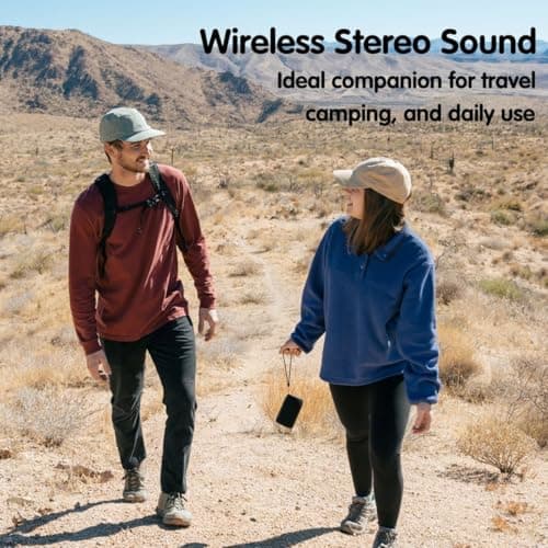 MusiBaby M68 Portable Bluetooth Speaker – Wireless Waterproof Sound for Home and Outdoor Use – Deep Bass, Dual Pairing, 24H Playtime, Compact Design (Black) - Thumbnail 2