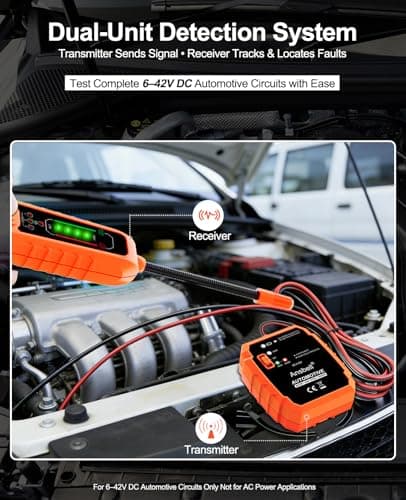 Ansbell Automotive Circuit Tracer & Short Open Finder, DC 6-42V Professional Electrical Wire Tracer with Tone Generator, Diagnostic Tool for Cars, Trucks, DIY Repair - Thumbnail 2