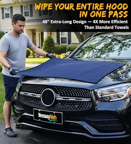 YeewayVeh 2-Pack Long-Reach Pro Car Drying Towels, 48"x32" Extra Large Super Absorbent Towels, High GSM Twisted Loop, Streak-Free Single-Sided Microfiber for Car Detailing, SUV, Truck (Dark Blue) - Thumbnail 2
