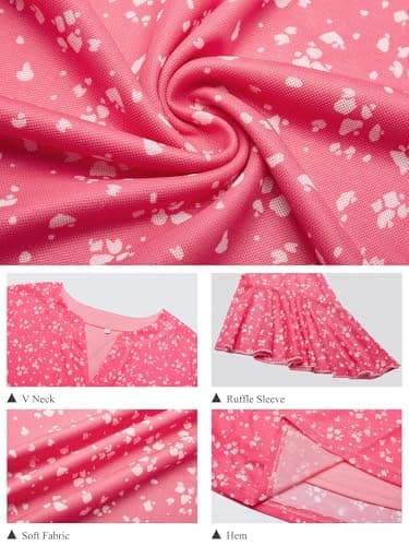 GKBK Womens 3/4 Sleeve Tops Dressy Casual Business Work Blouses Office Shirts Raspberry Pink XL - Thumbnail 4