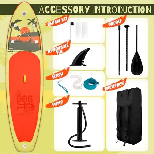 FunWater SUP Inflatable Stand Up Paddle Board Ultra-Light Inflatable Paddleboard with Accessories, Fin, Adjustable Paddle, Pump, Backpack, Leash - Thumbnail 4