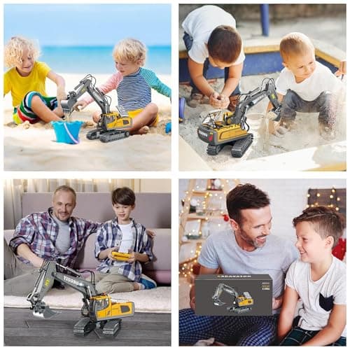 BYCICI Remote Control Excavator Toy for Boys 4-7, RC Excavator 680-degree Turns with Metal Shovel Lights & Sounds and 2 Batteries,Construction Toys Best Birthday Gifts for Boys 6 7 8 9 10 11 Year Old - Thumbnail 4