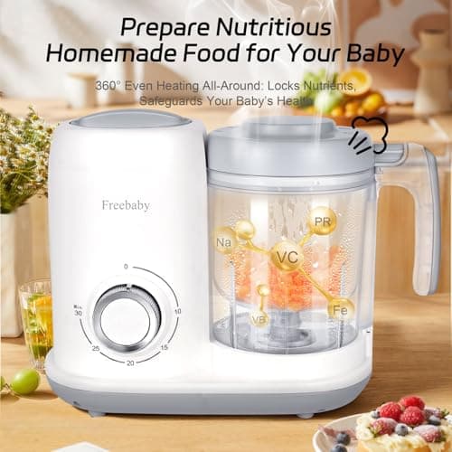 Freebaby 4 in 1 Baby Food Maker and Steamer, One Step Baby Food Processor and Puree Blender, 400ml Big Capacity, Dishwasher Safe Steam Basket, BPA-Free - Thumbnail 4