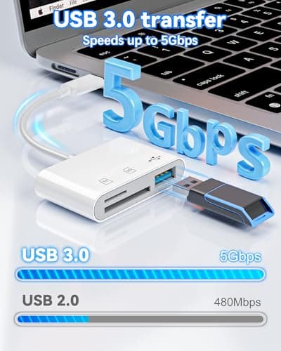 YOFEEPOP SD Card Reader, USB 3.0 Type C Memory Card Adapter, SD/TF Card Reader with USB 3 Port, SD Card Reader Compatible with iPhone 17/16/15, Pro/Air Android Phone Tablet - Thumbnail 4