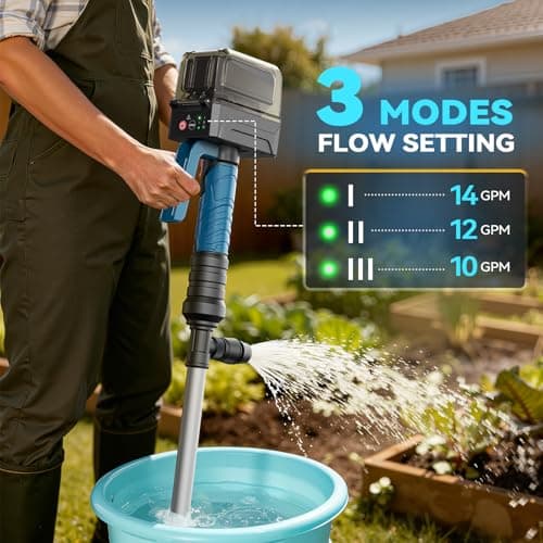 840GPH Brushless Cordless Stick Water Transfer Pump Compatible With Makita 18V (only tool), Auto Shut-Off, 38FT Lift 3-Speed, Extendable & IP68 with Hose Kit for Pool Garden Basement RV Boat - Thumbnail 3