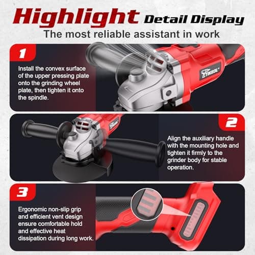 Brushless Cordless Angle Grinder 4-1/2 Inch, Compatible with Makita 18V Battery, 8000RPM Electric Cut-Off Tool for Metal Cutting Grinding Polishing (Tool Only) - Thumbnail 6
