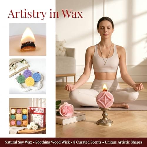AMALEE 8-Pack Novelty Scented Candles Gift Set - Unique Shaped Artistic Aromatherapy Candles, Natural Soy Wax with Wooden Wick, 8 Scents Long Lasting Stress Relief Candles for Home Decor, Ideal Gifts - Thumbnail 3
