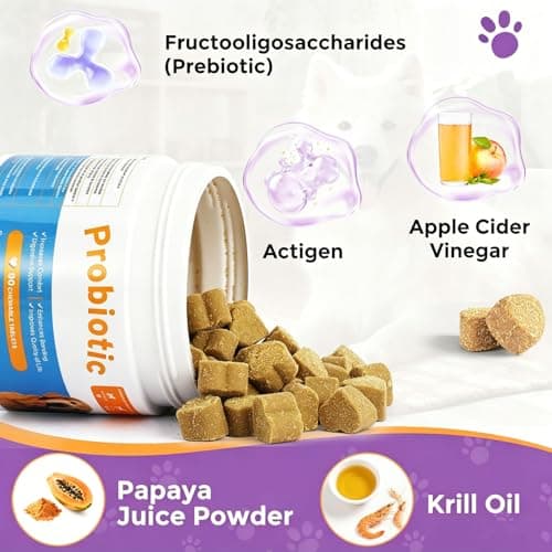 Dog Probiotic Chewable Tablets with Prebiotic & Digestive Enzymes, Daily Gut Supplement for All Breed Dogs, Pork Flavor 90 Count - Thumbnail 6