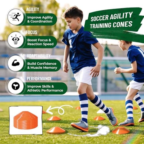 Kids Soccer Goal Set for Backyard – 4x3FT Portable Soccer Nets (Set of 2) with Ball, Scoreboard, Agility Ladder, Cones & Target Nets – Indoor Outdoor Soccer Training Equipment for Kids, Boys & Girls - Thumbnail 6