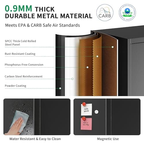 Tivostaral Metal Garage Storage Cabinet with Doors and Adjustable Shelves, 35.4" Locker Organizer Steel Garage Cabinets, Lockable File Cabinet for Home, Office, Warehouse, Tools - Thumbnail 4