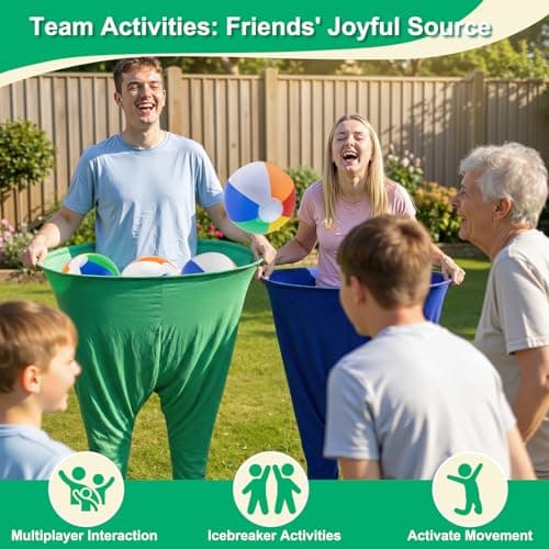 Instant Laughs Granny Pants Yard Game, Oversized Outdoor Party Tossing Easter Games for Adults, Teens & Family - Backyard, BBQ, Birthday, Beach & Team Building Fun Gift Toy with 10 Bouncy Balls & Pump - Thumbnail 2