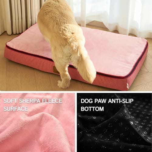 LIORCE Orthopedic Memory Foam XXL Dog Bed - 6" Thick Beds for Extra Large Sized Dog - Waterproof Removable Washable Cover & Wrap-Around Zipper - Ultimate Comfort & Easy Maintenance, Pink - Thumbnail 4