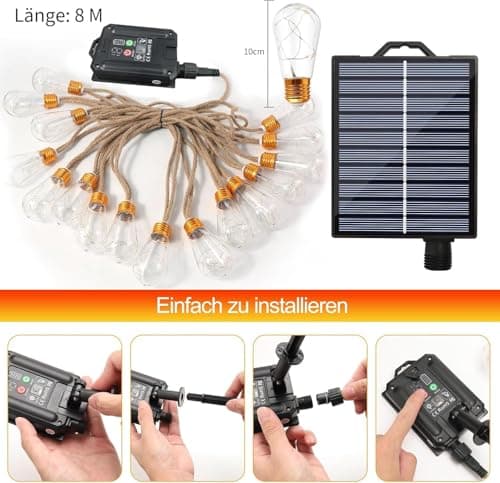 LSLCQW Solar String Lights Outdoor Waterproof, 1 Pack 50 LED 2.3CM 23 FT Each, Solar Powered Patio Lights with 8 Lighting Modes for Garden Yard Porch Wedding Party...(Seven Colors) - Thumbnail 3