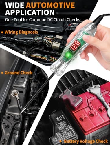 Automotive Test Light, 3-70V Digital LED Voltage Tester, Auto Circuit Tester with Voltmeter, Dual Polarity Indicator and Stainless, Bidirectional Electrical Voltage Test Pen for Car/Truck/SUV Checker - Thumbnail 5