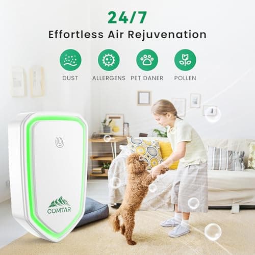 COMTAR Air Ionizers for Home (4 Pack), Negative Ion Filtration System, Quiet Air Freshener for Bedroom, Office, Kitchen, Portable Air Filter Odor, Smoke Dust, Pets, Eliminator, Mini Air Cleaner - Thumbnail 3