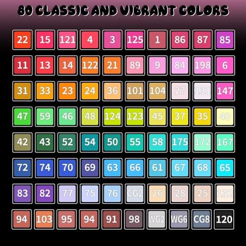 Touchbool 80 Color Alcohol Markers,Dual Tip Art Marker Pen, Classic Series Alcohol Felt Permanent Markers, Animation Art Sketch Sketching, Alcohol-based Markers - Thumbnail 3