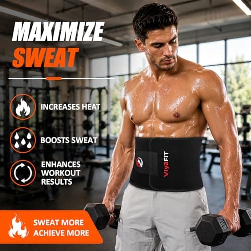 Viyafit Waist Trimmer Belt, Premium Waist Trainer for Women & Men Weight Loss Red - Thumbnail 2