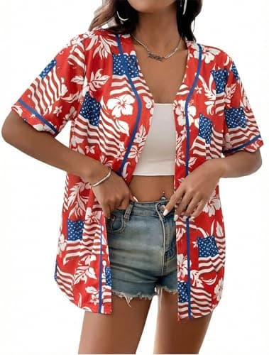 ASTANFY 250 Anniversary USA Shirt 4th of July Baseball Jersey Women Patriotic Shirts American Flag and Star Graphic Tees - Image 1