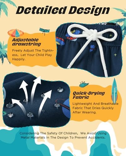 CoozySphere Boys Swimming Trunks Mesh Liner Swim Shorts Quick Dry Bathing Suit Beach Swimsuit Swimwear 5-6 Year Old - Thumbnail 4