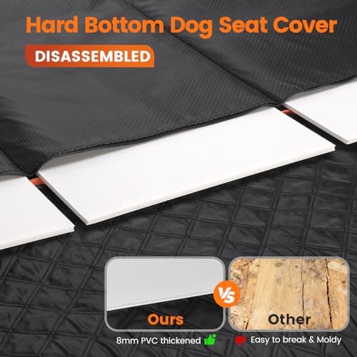 CUIOFREE Dog Seat Cover for Back Seat Hard Bottom,Holds 500 lbs,Waterproof Dog Car Seat Cover for Back Seat Extender,Scratch-Proof Pet Hammock for Car,SUV,Truck - with Mesh Window & Storage,Black - Thumbnail 4