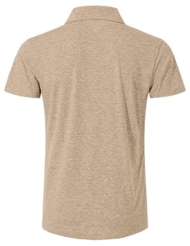 AUSELILY MEN Mens Polo Shirts Short Sleeve Cotton Casual Summer Knit Golf Stylish T Shirts Big and Tall with Pockets Khaki 5XL - Thumbnail 4