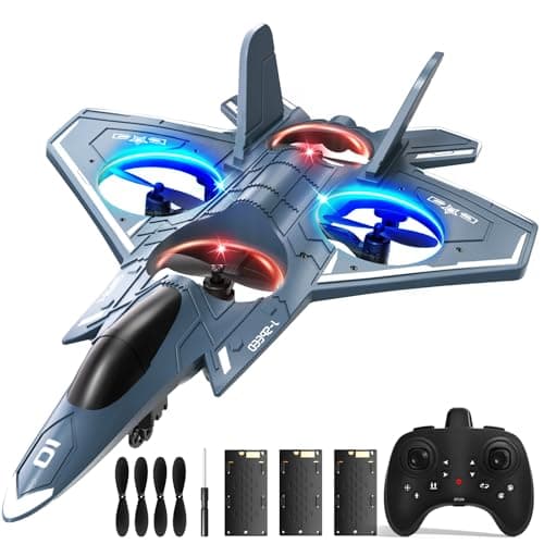 ENJOYFLY Foam Remote Control Airplanes, RC Planes with Light, RC Airplane Fighter Jet for Kids Adults 8-16, 360° Flip, Stunt Roll, Drones for Kids 8-12, Airplane Toy Gifts for Kids Boys - 3 Batteries