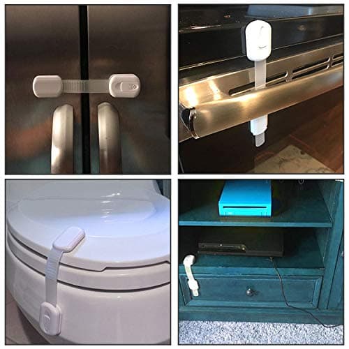 Vkania 12-Pack Baby Proofing Cabinet Locks, Adjustable Adhesive Safety Strap Latches for Cabinets, Drawers, Fridge, Oven & Toilet Seat,No Drill Child Safety Lock Kit, Easy Installation - Thumbnail 4