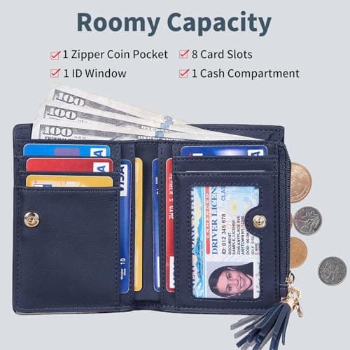 Gostwo Small Wallets for Women, Stylish Womens Wallet with ID Window, Zippered Coin Pocket and Tassel. Cute RFID Wallet for Women, ideal for Teen Girls, Commuters, and Women for Daily Use - Thumbnail 3