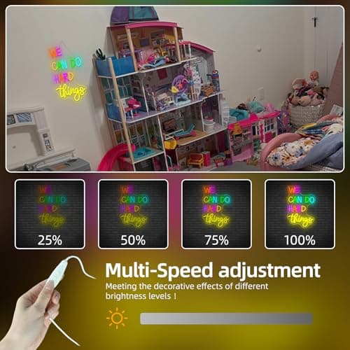 FAXFSIGN We Can Do Hard Things Neon Sign Classroom Led Neon Light Kids Wall Art Decor for Bedroom Library Office Postive Inspirational Children Students Birthday Gifts - Thumbnail 6