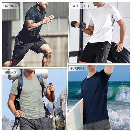 3rd hill Mens Swimming Shirts Short Sleeve UPF 50 Quick Dry Sun Protection Rash Guard Shirts for Fishing Running Neon Green XL - Thumbnail 6