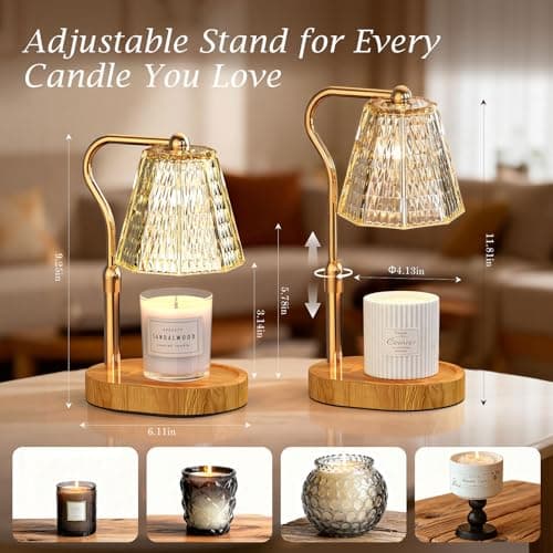 Candle Warmer Lamp with Timer Dimmable Gifts for Women, Adjustable Height Wax Warmer Lamp for Scented Candles, House Warming Gifts for New Home Modern Farmhouse Decor - Thumbnail 4