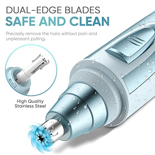 Ear and Nose Hair Trimmer Clipper - 2026 Professional Painless Eyebrow & Facial Hair Trimmer for Men Women, Battery-Operated Trimmer with IPX7 Waterproof, Dual Edge Blades for Easy Cleansing Blue - Thumbnail 3