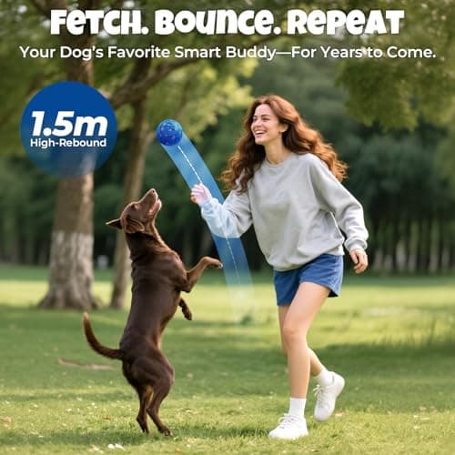 Fsitego Dog Balls: Interactive Dog Ball Auto Rolling - Interactive Dog Toys for Aggressive Chewers - Bouncy & Throwable, Type-C Rechargeable, Washable, for Small & Medium & Large Dogs – Blue - Thumbnail 4