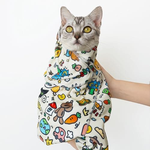 JPTECY Cat Wrap for Cutting Nails Large Size 35.5in Self-Adhesive Cat Grooming Wrap Cat Nail Clipper Hammock Soft Cat Restraint Bag for Nail Clipping Cat Grooming Supplies(Under 22lbs)