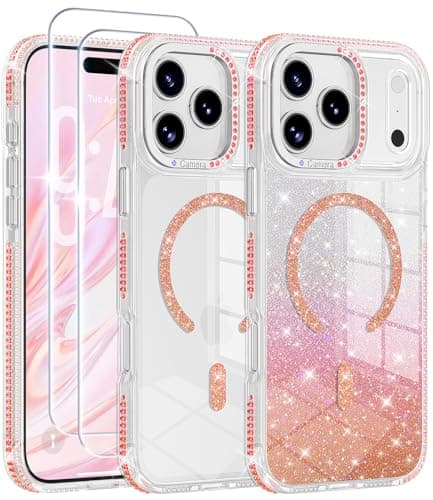 JAME for iPhone 17 Pro Max Case Girly with Magnetic Glitter Card for Women - Image 1
