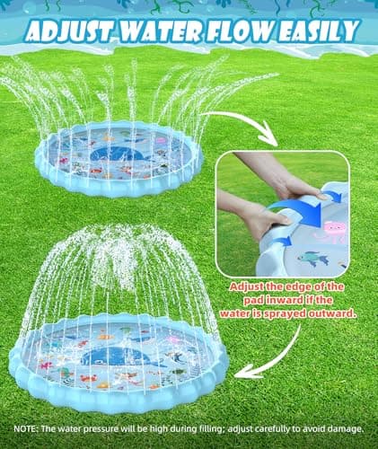 EPN Splash Pad for Kids, 102.3" Extra Large Sprinkler Play Mat, Thick PVC Water Splash Pad for Toddlers & Kids Ages 4-8, Outdoor Backyard Summer Water Toy for Lawn and Beach Play - Thumbnail 5